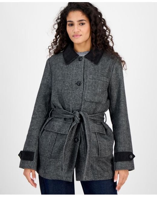Steve Madden Blue Belted Single-breasted Jacket