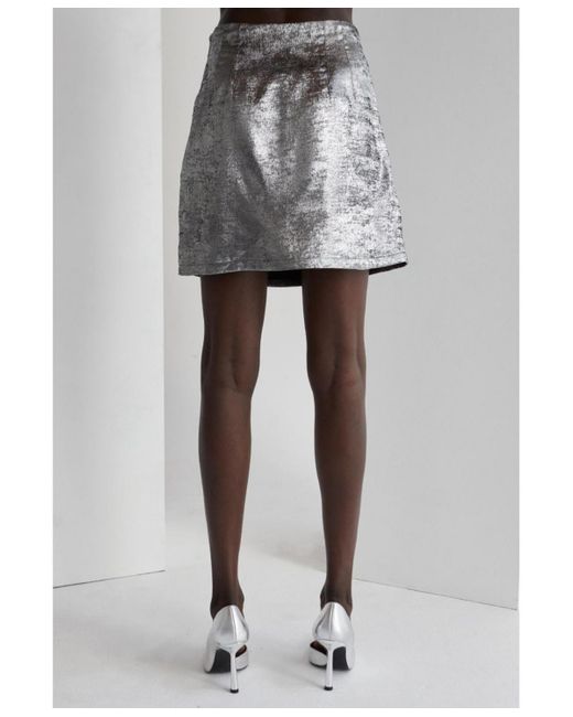Crescent Adelia Metallic Mini Skirt in Gray | Lyst