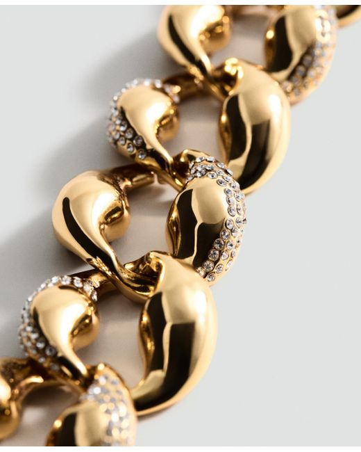 Mango Metallic Rhinestone Links Pendant Collar Necklace