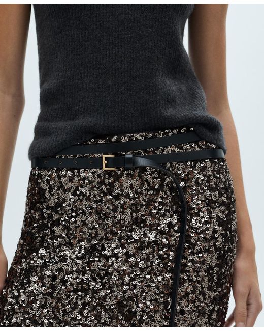 Mango Multicolor Sequin Midi Skirt