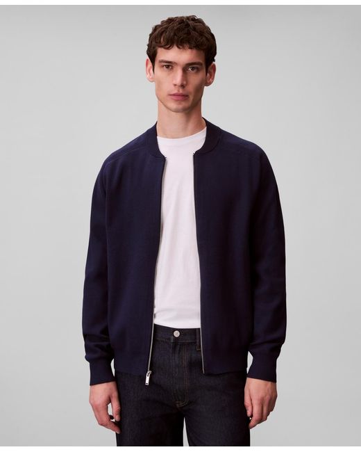 Calvin Klein Blue Tech Knit Bomber Jacket for men