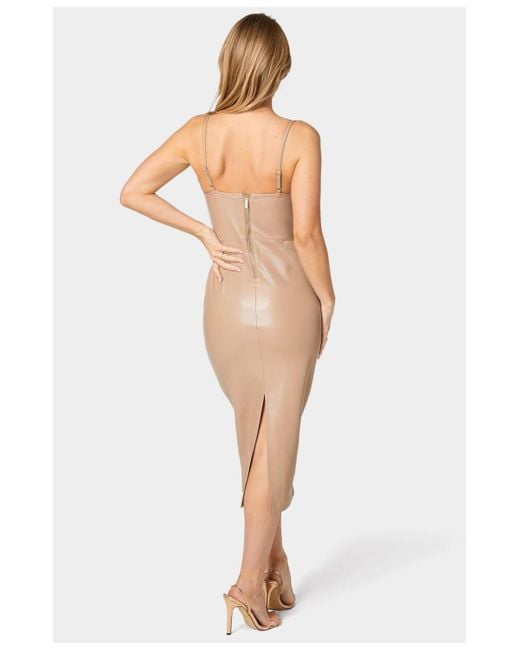 bebe white leather dress Bebe Snap Front Faux Leather Dress - Cream
