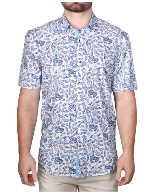 Vintage 1946 Blue Printed Short-sleeve Woven Shirt for men