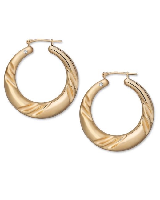 Macy's Signature Gold? Diamond Accent Graduated Swirl Hoop Earrings In