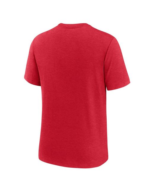 Nike Red Heather Ohio State Buckeyes Campus Collegiate Block Tri-blend T-shirt for men