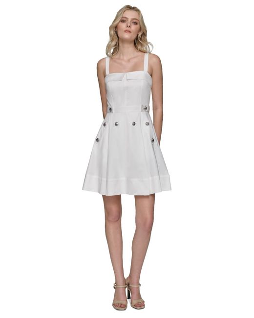 Karl Lagerfeld White Sateen Square-neck Dress