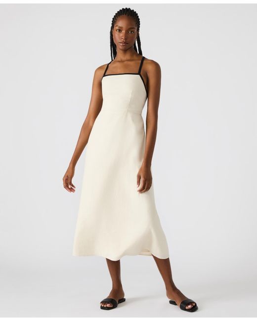 Steve Madden Natural Riyan Tipped Apron-neck Midi Dress