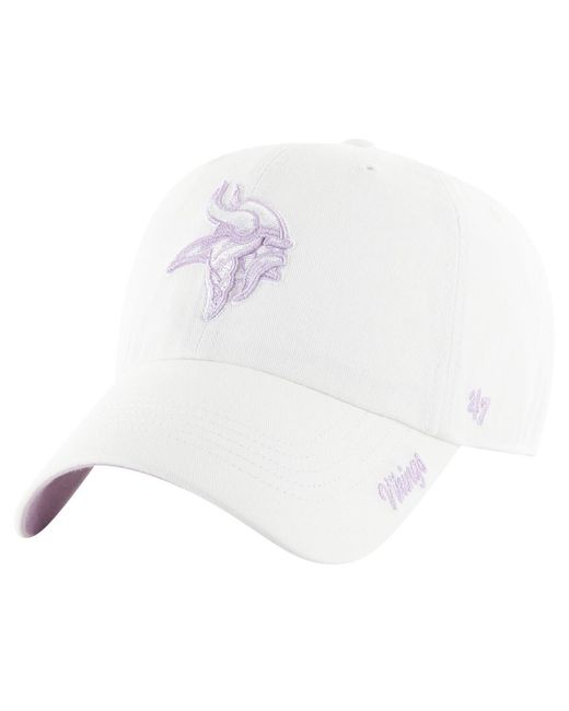 '47 White 47 Minnesota Vikings Ballpark Cheer Clean Up Adjustable Hat