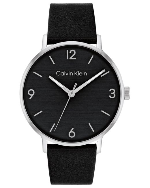 Calvin Klein Black Modern Leather Watch 42mm for men
