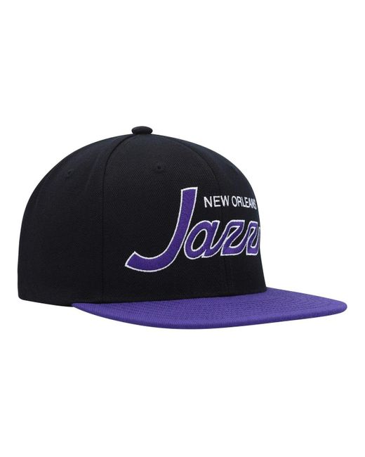 Mitchell & Ness Black Utah Jazz Hardwood Classics Script 2.0 Snapback Hat