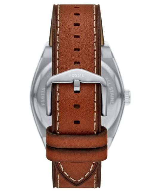 Fossil Blue Everett Three-hand Date Leather Watch for men