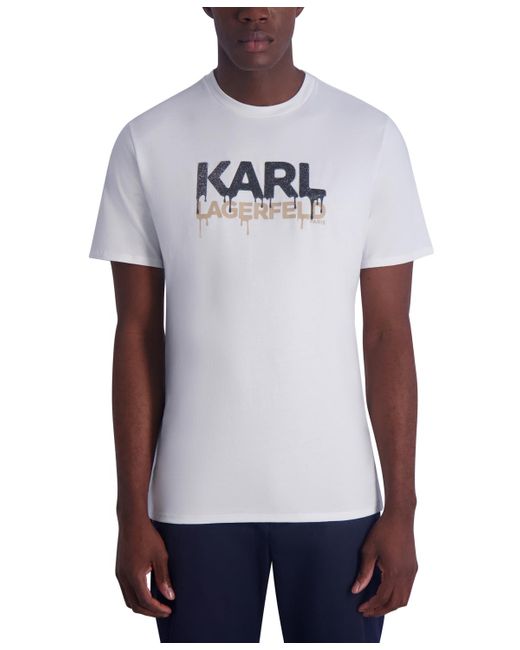 Karl Lagerfeld White Drip Logo Graphic T-shirt for men