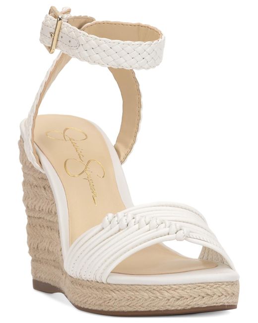 Jessica Simpson White Talise Knotted Strappy Platform Wedge Sandals