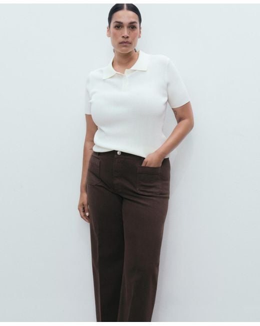 Mango Brown Pockets Wide Leg Jeans