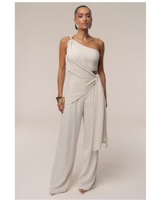 JLUXLABEL Natural Palmera One Shoulder Top