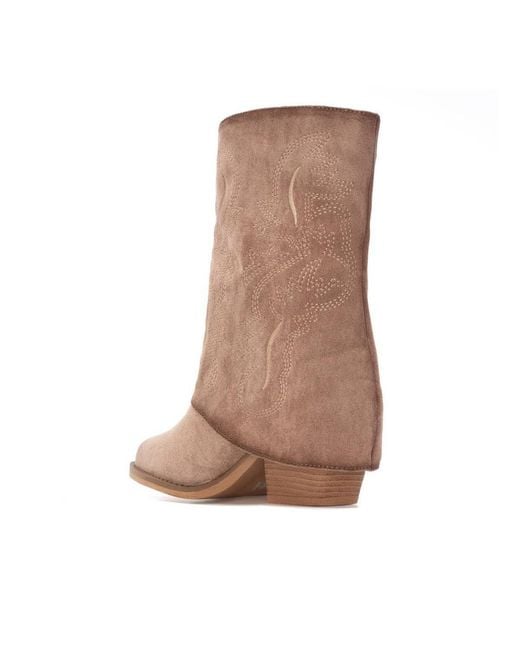 Xti Brown Suede Foldover Booties By