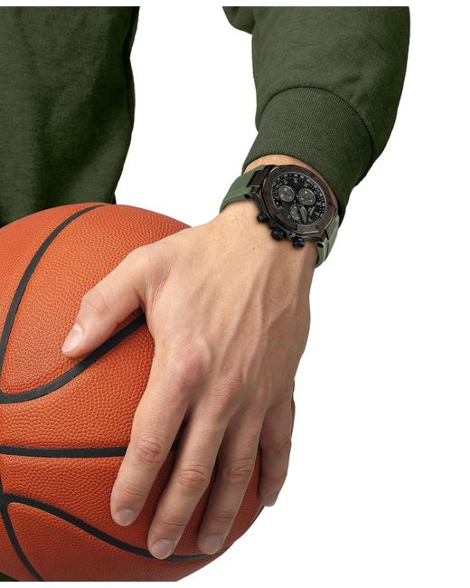 Tissot Black Swiss Chronograph T-race Rubber Strap Watch 45mm for men
