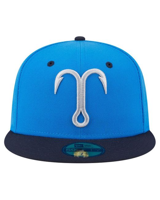 KTZ Blue/navy Tampa Tarpons Authentic Collection 59fifty Fitted Hat for men