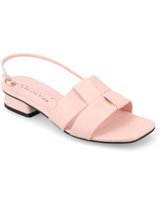 Journee Collection Pink Tabatha Block Heel Slingback Flat Sandals