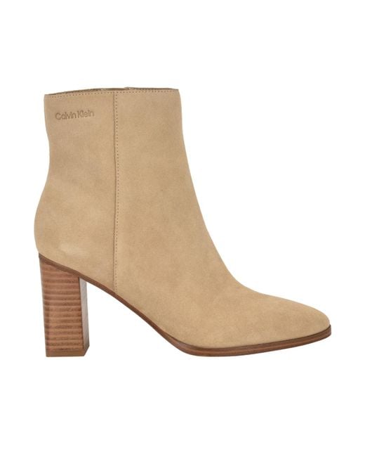 Calvin Klein Natural Dezzi High Block Heel Booties