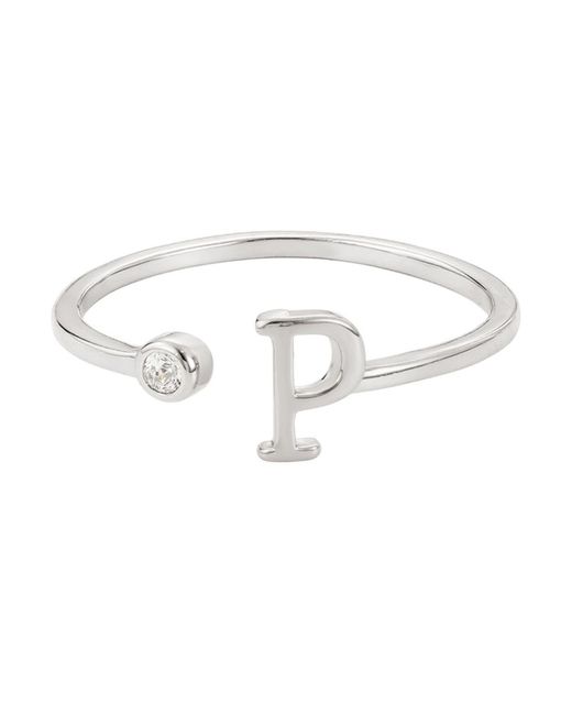 Adornia Metallic Silver Adjustable Cz Initial Ring