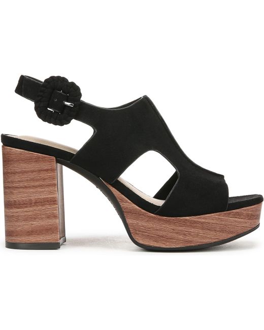 LifeStride Black Audra Open Square Toe Block Heel Platform Sandals