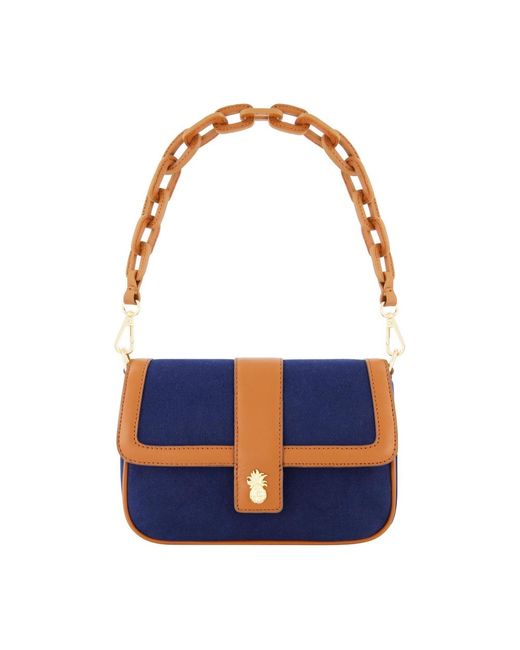 Tommy Bahama Blue Solid Canvas Flap