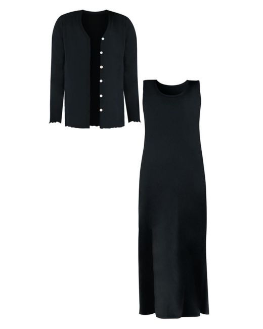 Woman Within Black Within Lettuce Trim Knit Jacket Dress