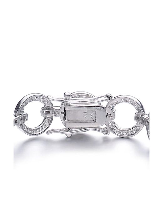 Genevive Jewelry Metallic Sterling Silver Cubic Zirconia Circle Link Bracelet