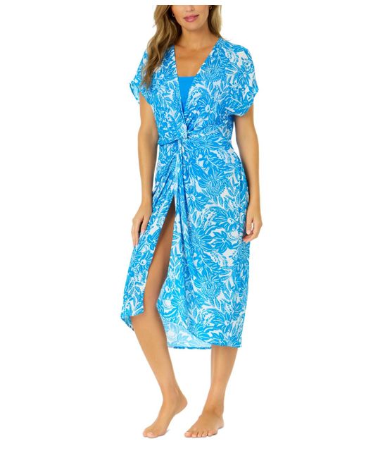 Anne Cole Twist Front Shortsleeve Dress Coverup in Blue Lyst