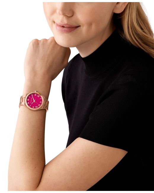 Michael Kors Pink Lennox Three-hand Stainless Steel Watch 37mm
