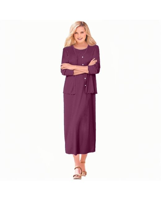 Woman Within Red Within Lettuce Trim Knit Jacket Dress