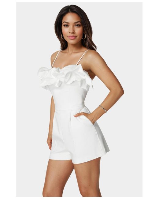 Bebe White Puff Detail Bridal Romper