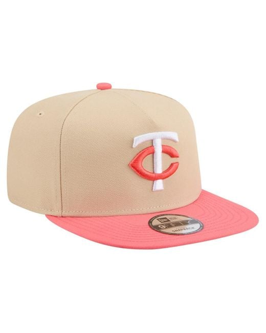 KTZ Pink Light Beige/coral Cleveland Guardians Color Pack A-frame 9fifty Snapback Hat for men