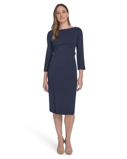 knee length dresses for ladies Calvin Klein Crepe Midi Dress