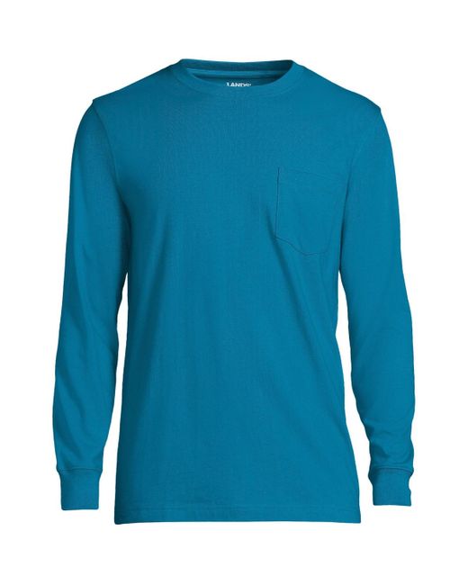 Lands' End Blue Super-t Long Sleeve T-shirt for men