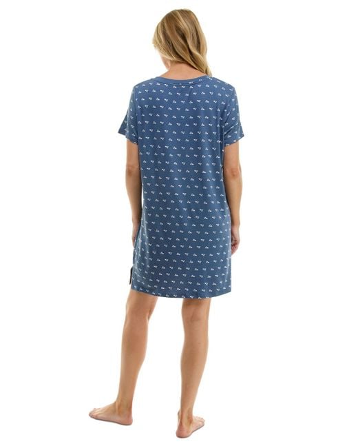 Roudelain Blue Printed Short-sleeve Sleepshirt