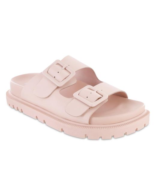 MIA Pink Gen Double Buckle Flat Slide Sandals