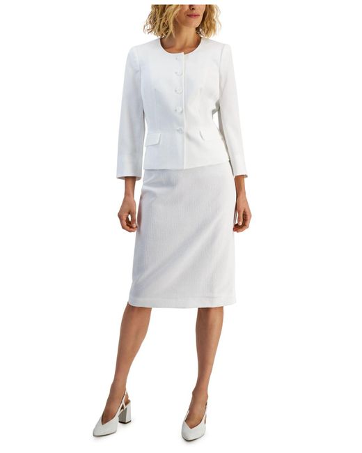 Le Suit Synthetic Snap Front Skirt Suit, Regular And Petite Sizes in ...