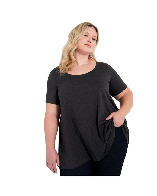 June + Vie Black June + Vie Plus Size Short-sleeve Swing One + Only Tee