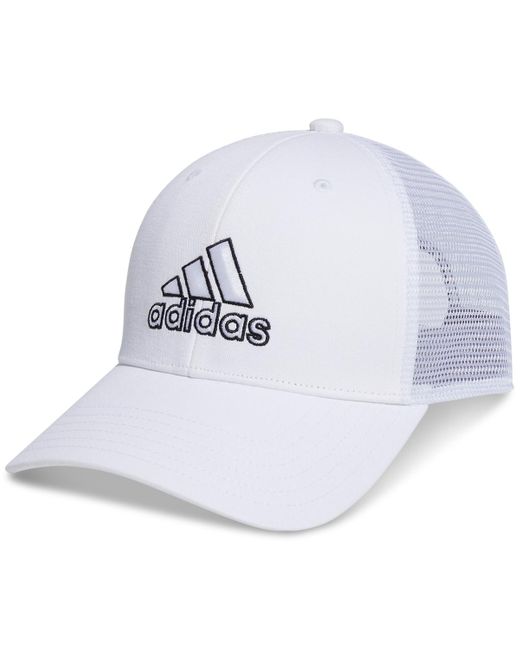 Adidas White Structured Mesh Snapback Hat for men