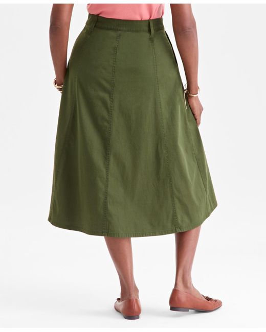 Style & Co. Green Mid-rise Utility Midi Skirt