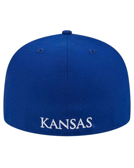 KTZ Blue Kansas Jayhawks Throwback 59fifty Fitted Hat for men