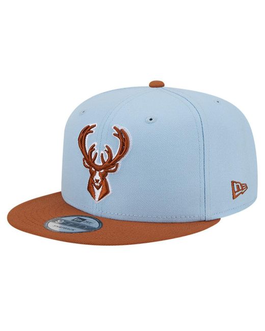 KTZ Blue /brown Milwaukee Bucks 2-tone Color Pack 9fifty Snapback Hat for men