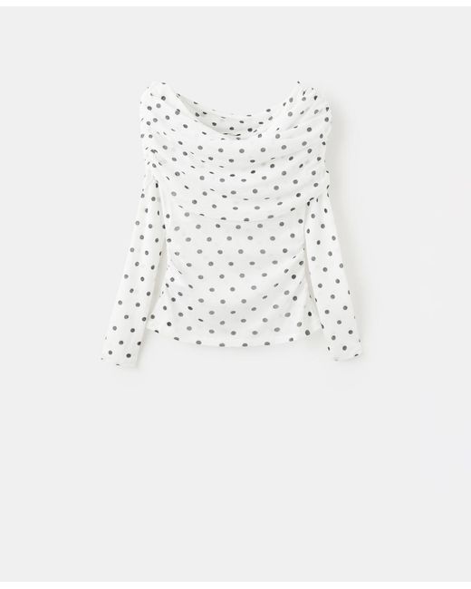 Mango Gray Polka-dot Strapless Shirt
