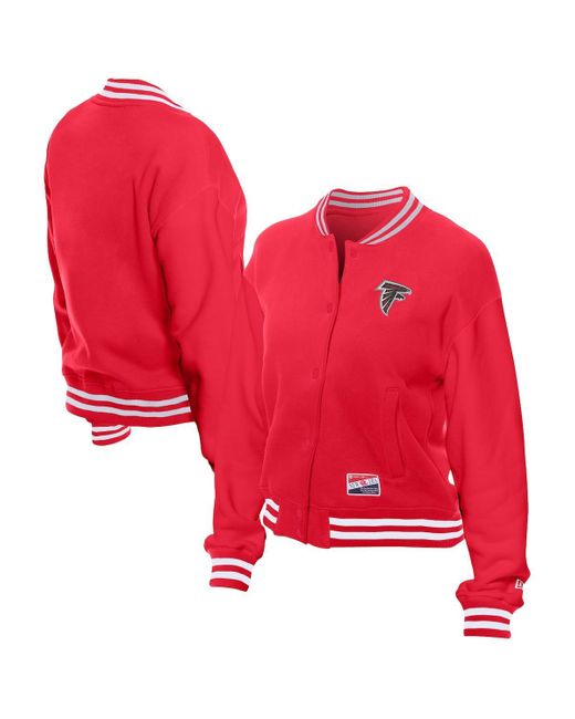 KTZ Red Atlanta Falcons Throwback Fleece Full-snap Jacket