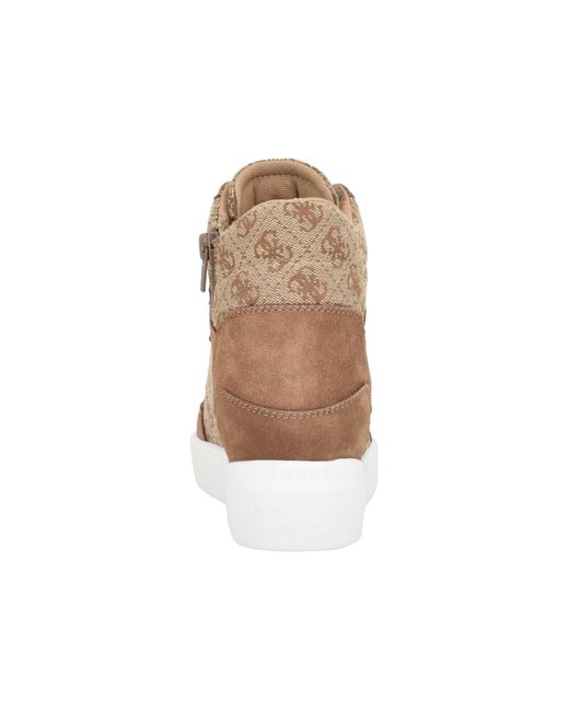Guess Brown Blairin Logo Hidden Wedge Lace-up Sneakers