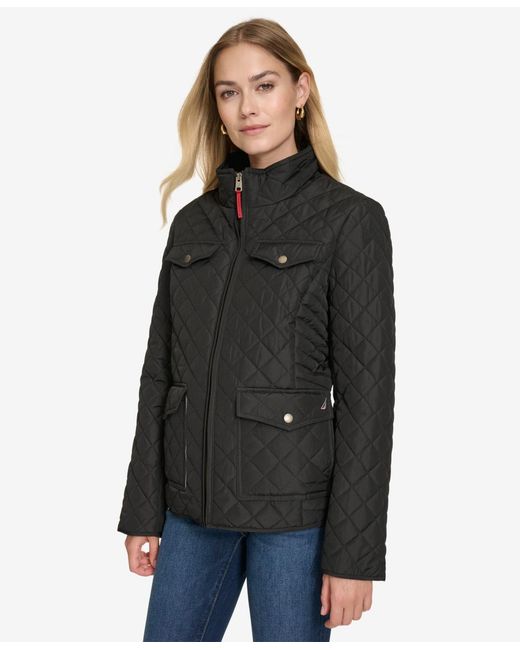 Nautica Black Solid Quilted Jacket