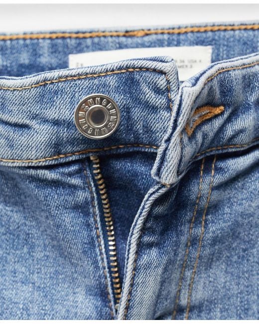Mango Blue Decorative Stitching Detail Capri Jeans