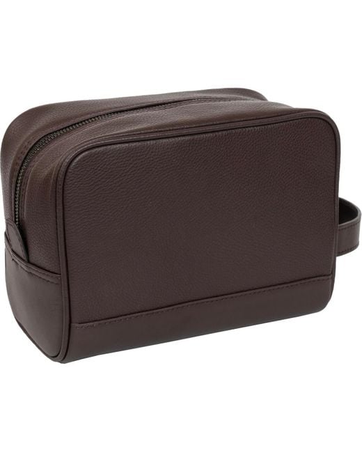 Boarding Pass Brown The Hey Handsome Pebble Grain Genuine Leather Toiletry Dopp Kit